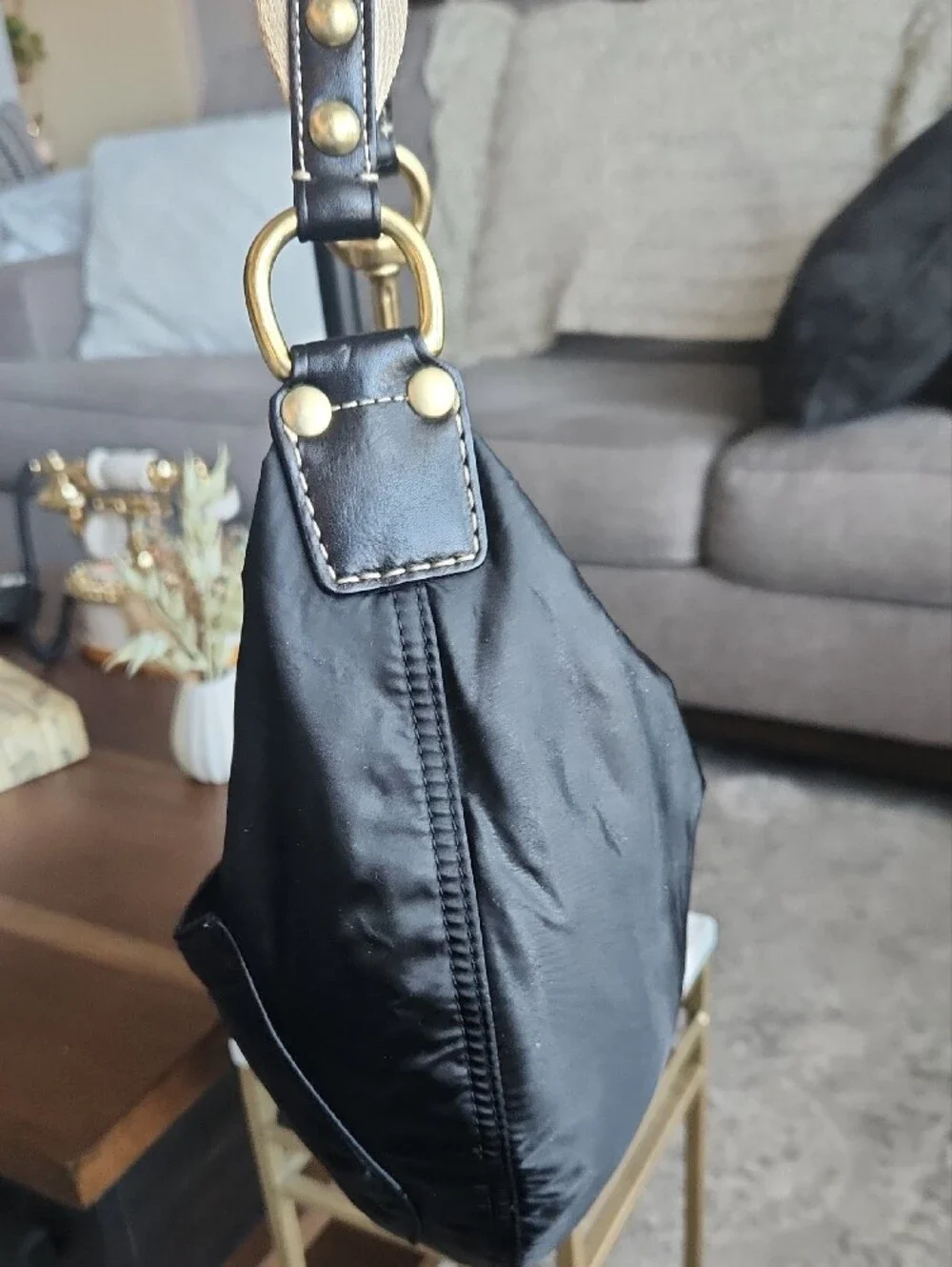 Coach Vintage Nylon Crescent Hobo Shoulder Bag